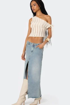 Tamra Sheer Knit Asymmetric Top