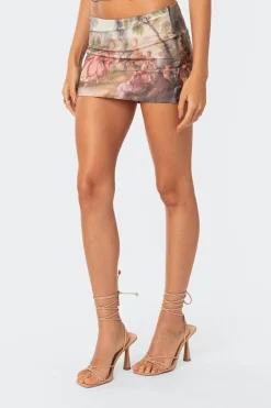 Tapestry Printed Mesh Mini Skirt
