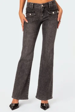 Tatum Washed Low Rise Flare Jeans