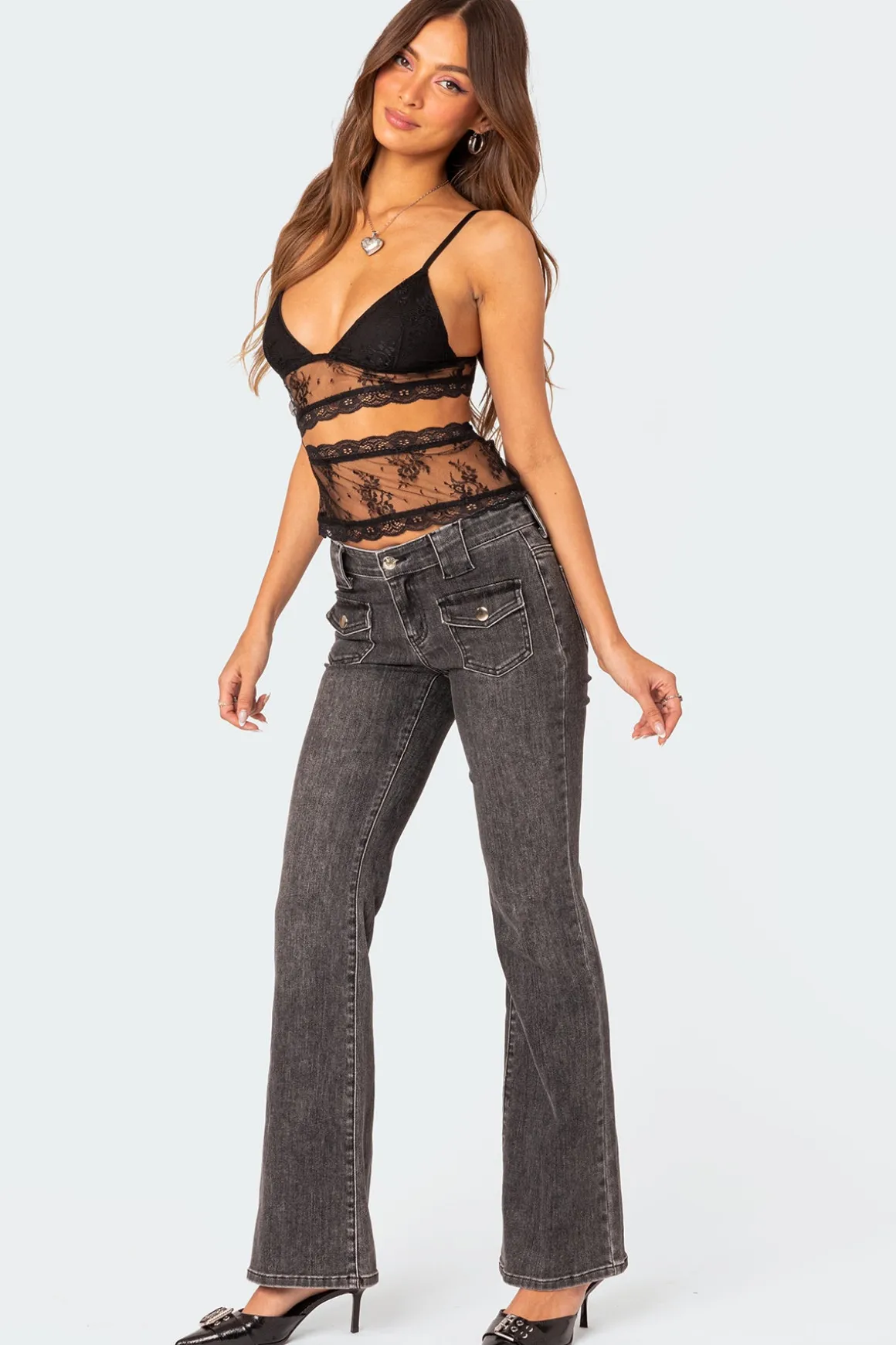 Tatum Washed Low Rise Flare Jeans