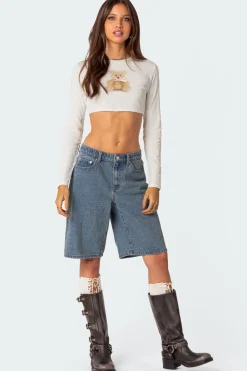 Ted Cropped Long Sleeve T Shirt