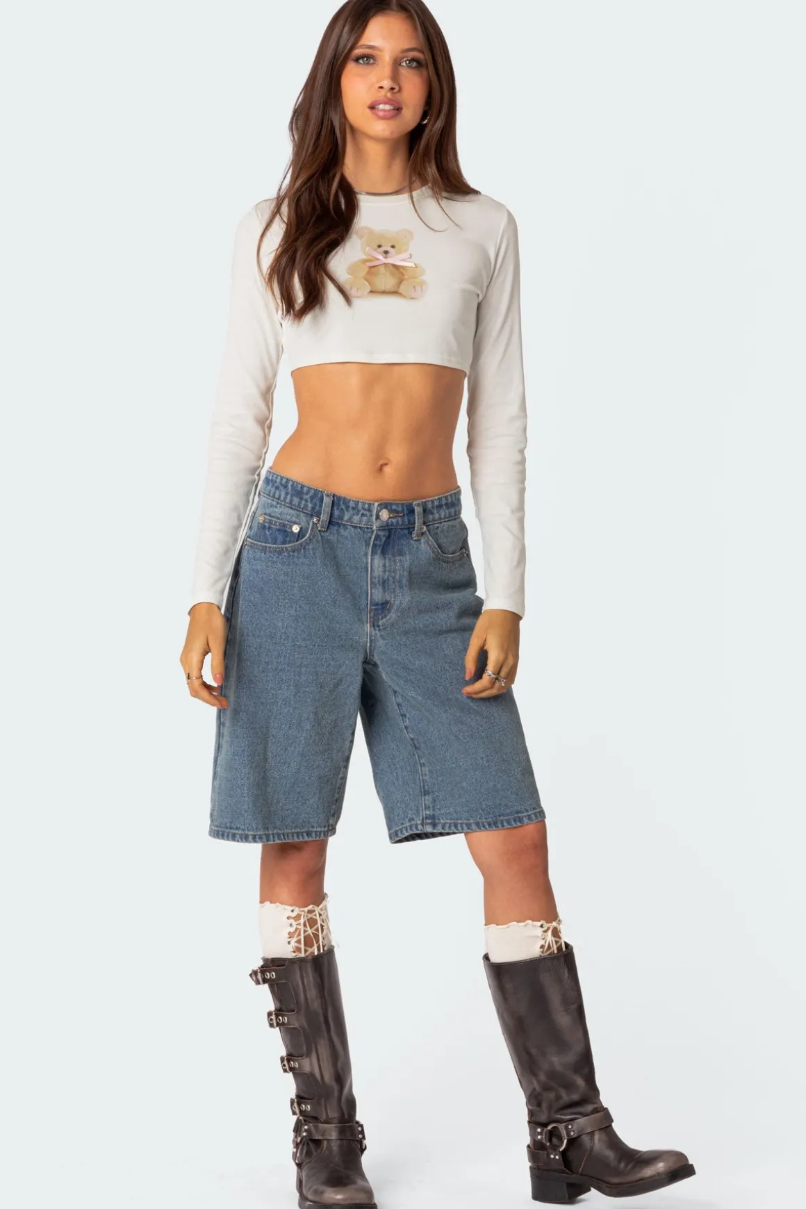 Ted Cropped Long Sleeve T Shirt