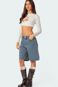 Ted Cropped Long Sleeve T Shirt