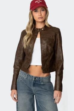 Teddi Washed Faux Leather Jacket