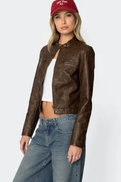 Teddi Washed Faux Leather Jacket