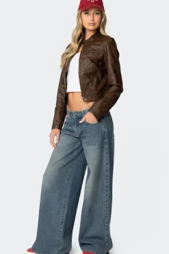 Teddi Washed Faux Leather Jacket