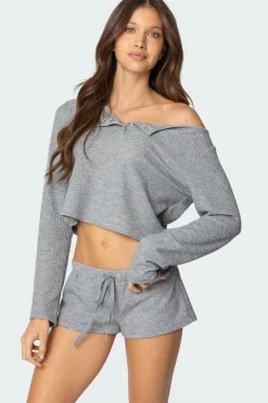 Teddy Cropped Waffle Top