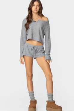 Teddy Cropped Waffle Top