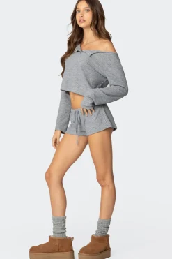 Teddy Cropped Waffle Top