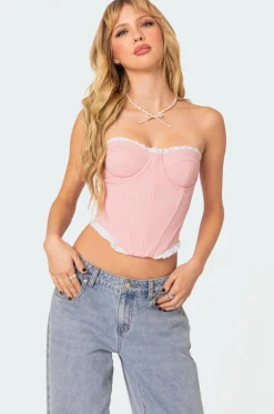 Tempting Textured Ruffle Hem Corset