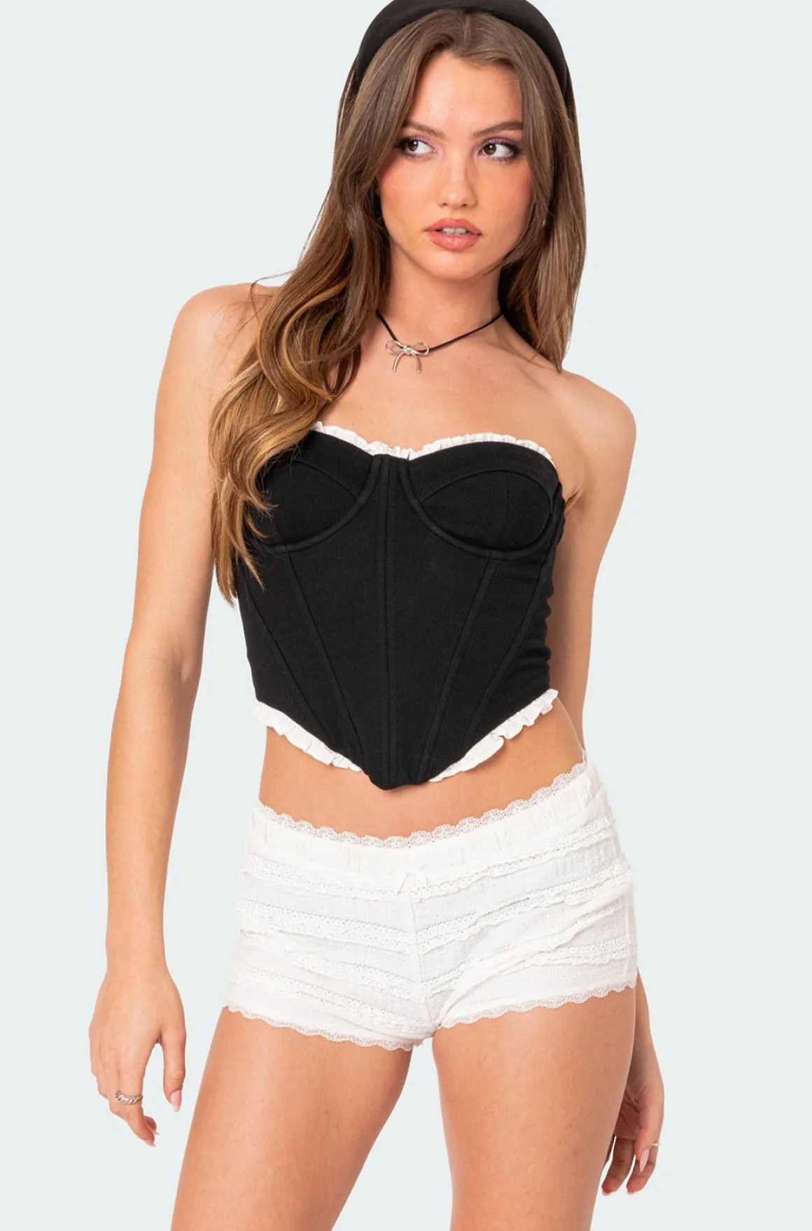 Tempting Textured Ruffle Hem Corset