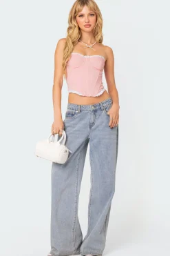 Tempting Textured Ruffle Hem Corset