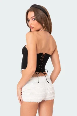 Tempting Textured Ruffle Hem Corset