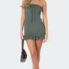 Terry Cloth Strapless Mini Dress