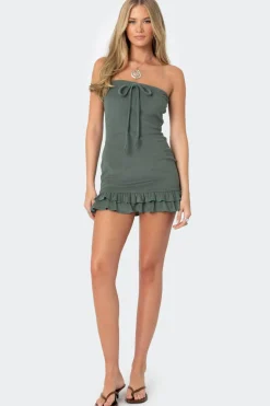 Terry Cloth Strapless Mini Dress