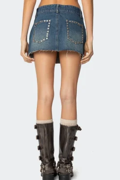 Tess Studded Denim Mini Skirt