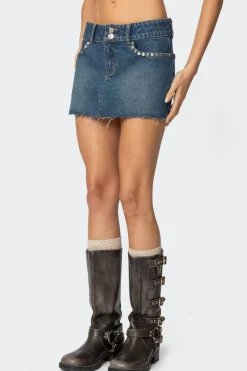 Tess Studded Denim Mini Skirt