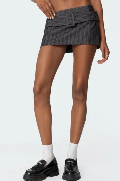 Textured Buckled Mini Skort