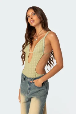 Textured Cut Out Bodysuit