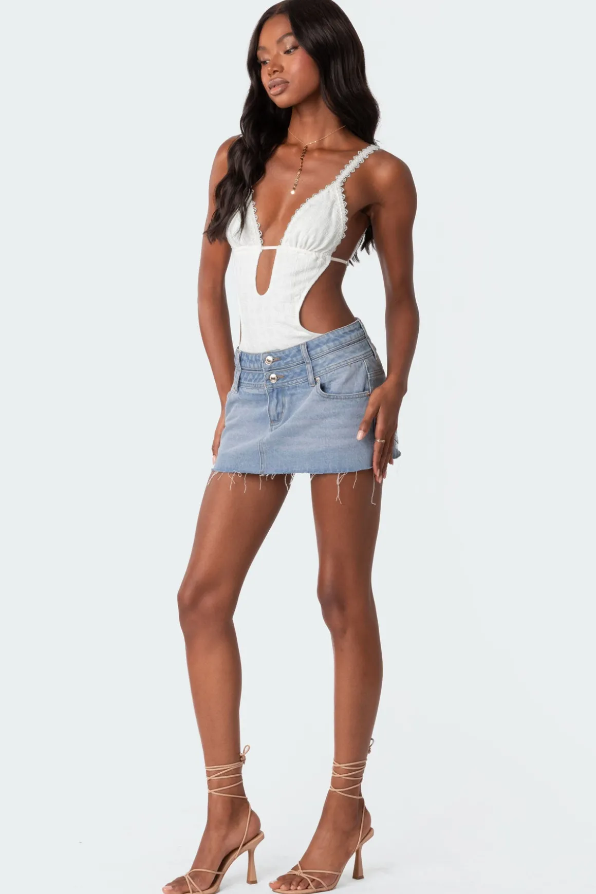 Textured Cut Out Bodysuit