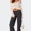 Textured Knit Open Shoulder Sweater