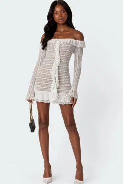 Textured Sheer Lace Mini Dress