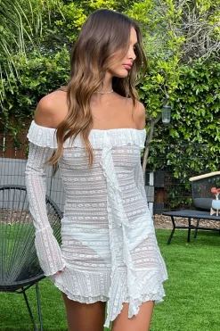 Textured Sheer Lace Mini Dress