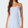 Thalia Flower Pin Ruffle Mini Dress