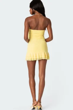 Thalia Flower Pin Ruffle Mini Dress