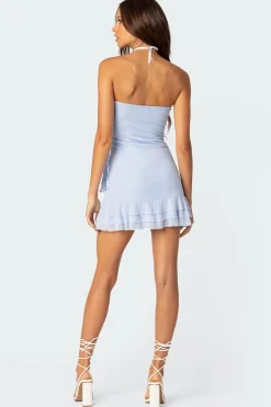 Thalia Flower Pin Ruffle Mini Dress