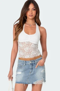Tia Sheer Lace Halter Top