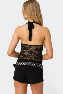 Tia Sheer Lace Halter Top