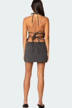 Tie Back Halter Mini Dress