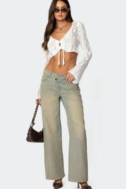 Tie Front Crochet Crop Top