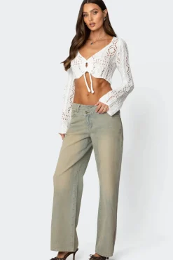 Tie Front Crochet Crop Top