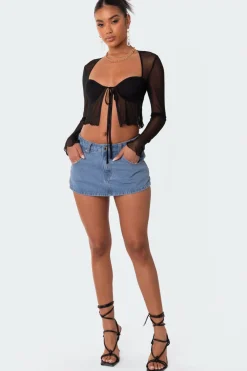 Tie Front Cupped Mesh Top