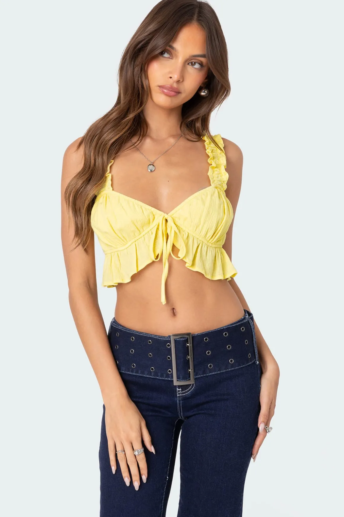 Tie Front Ruffled Top