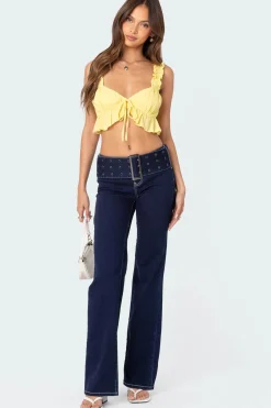Tie Front Ruffled Top