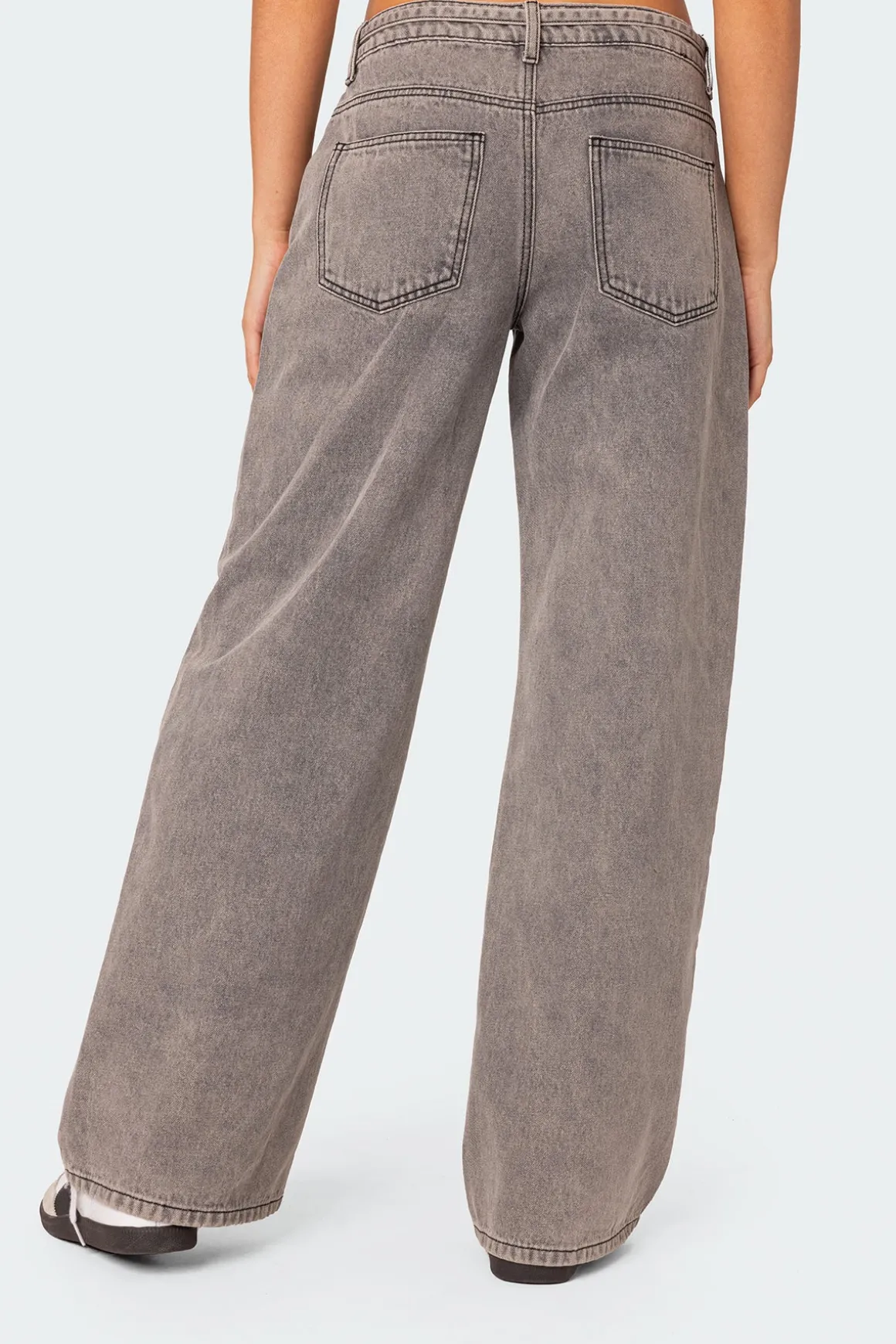Tie Waist Washed Low Rise Jeans