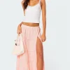Tiered Eyelet Slitted Maxi Skirt