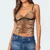 Tiger Printed Mesh Tank Top