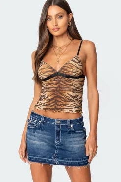 Tiger Printed Mesh Tank Top