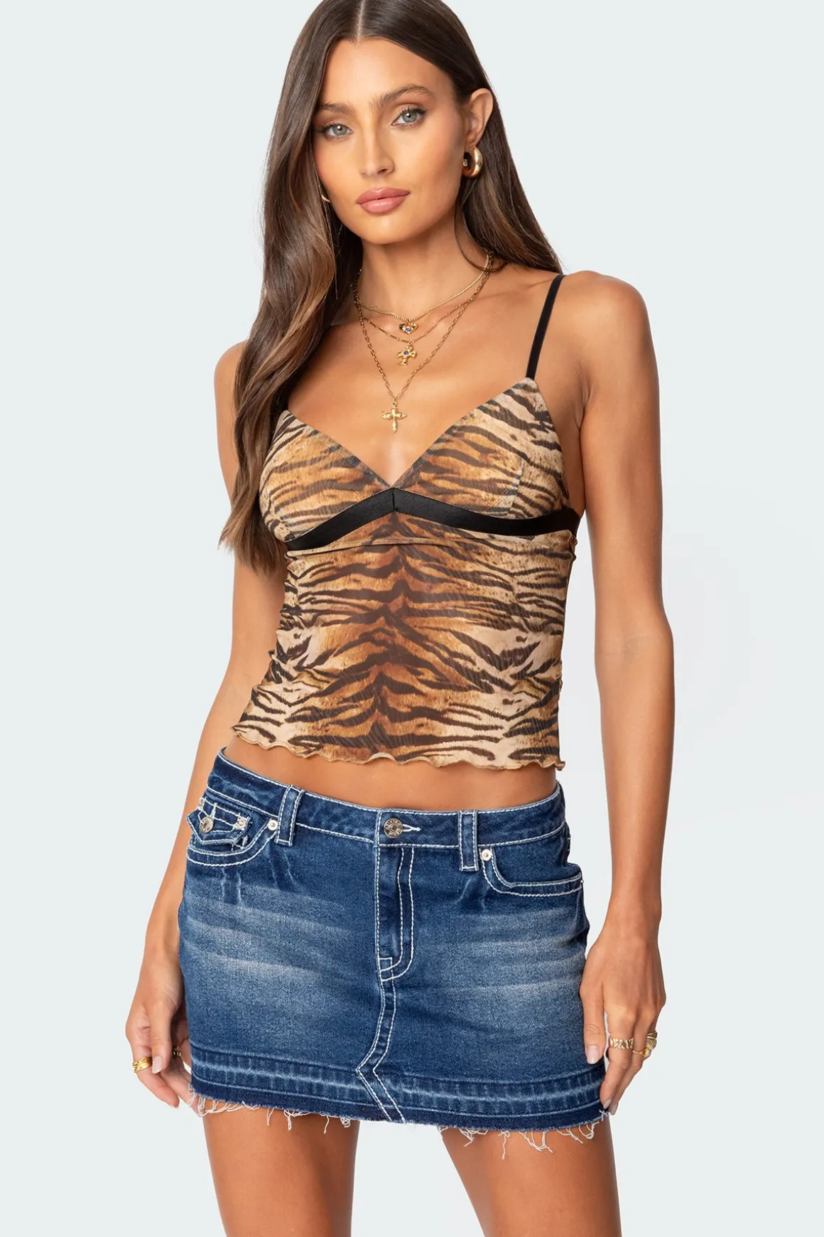 Tiger Printed Mesh Tank Top