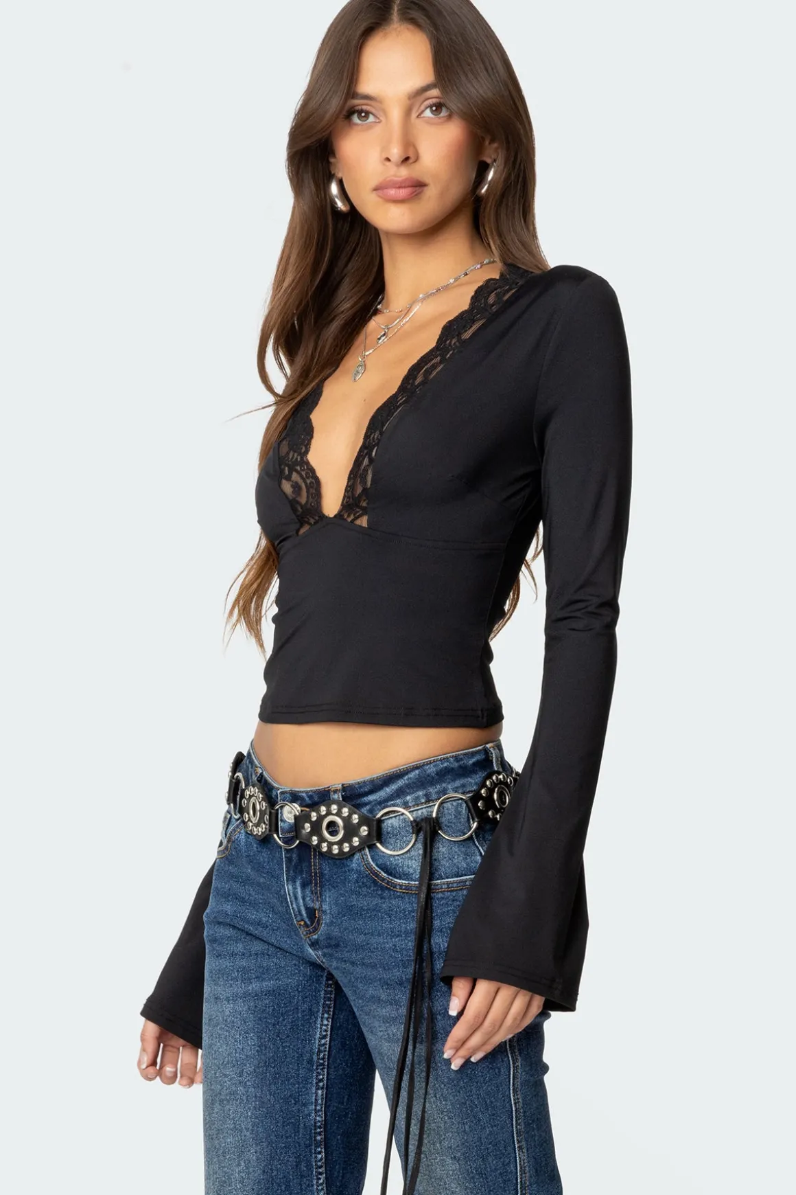 Tina Lacey Plunge Neck Top