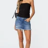 Tomi Distressed Denim Mini Skirt