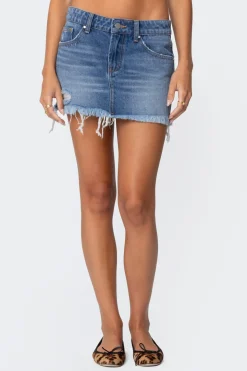 Tomi Distressed Denim Mini Skirt