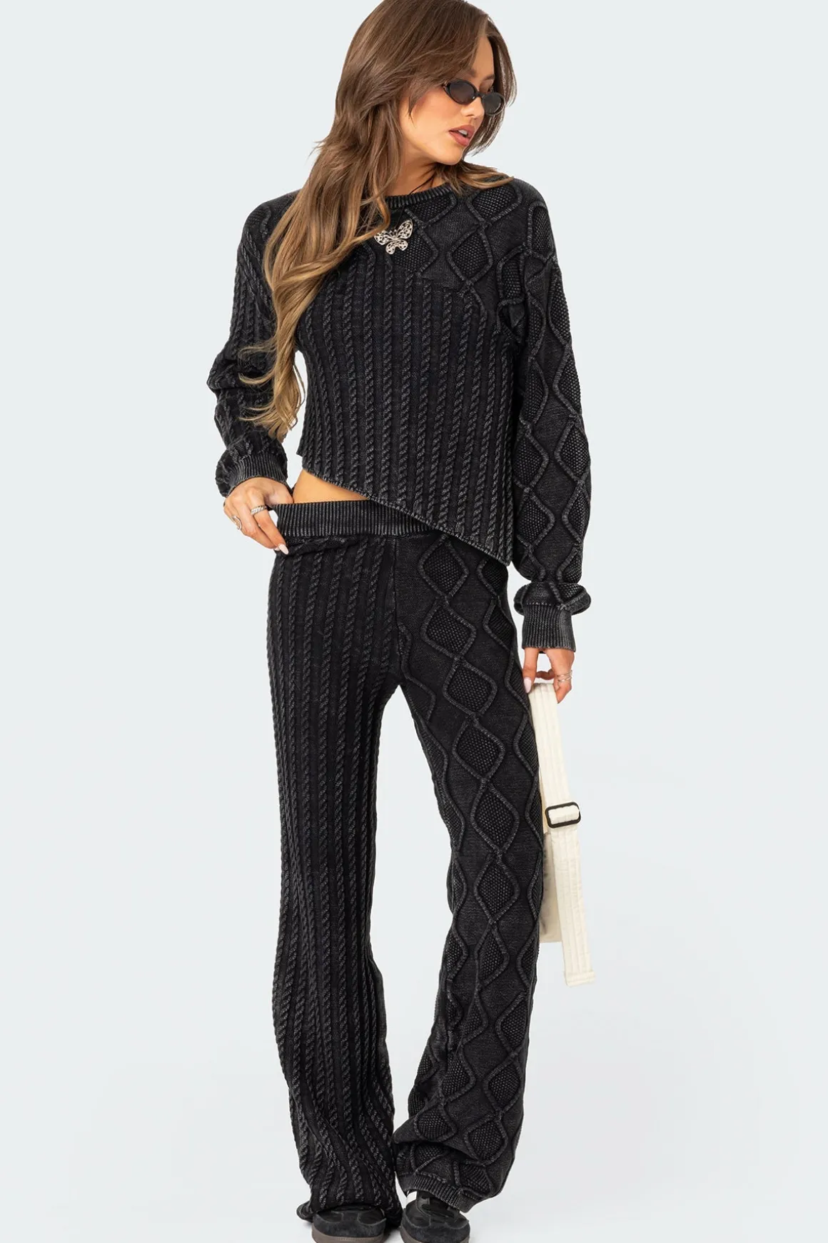 Toni Acid Wash Cable Knit Pants