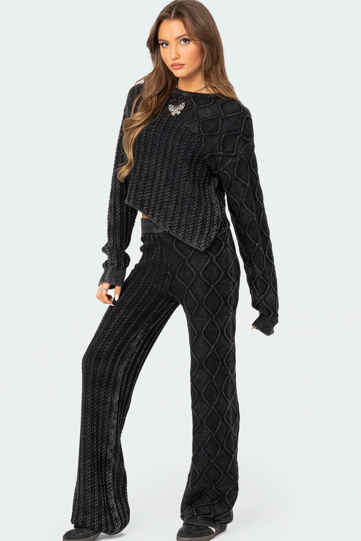 Toni Acid Wash Cable Knit Pants