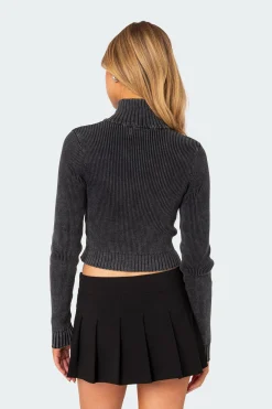 Torey Washed Zip Up Cardigan