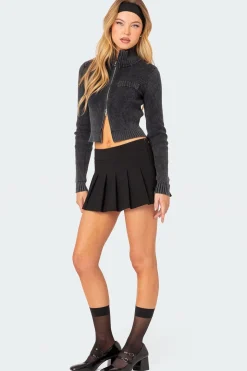 Torey Washed Zip Up Cardigan